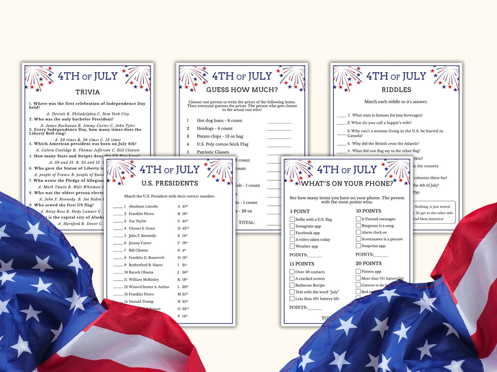 4th of July Games Printable (10 Games)