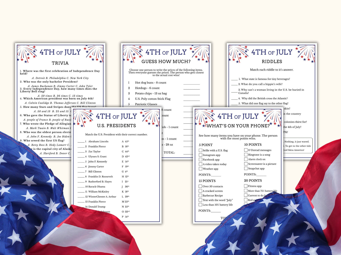 4th of July Games Printable (10 Games)