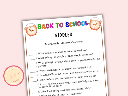 Back to School Riddles Game