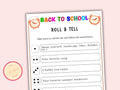 Back to School Roll and Tell Dice Game