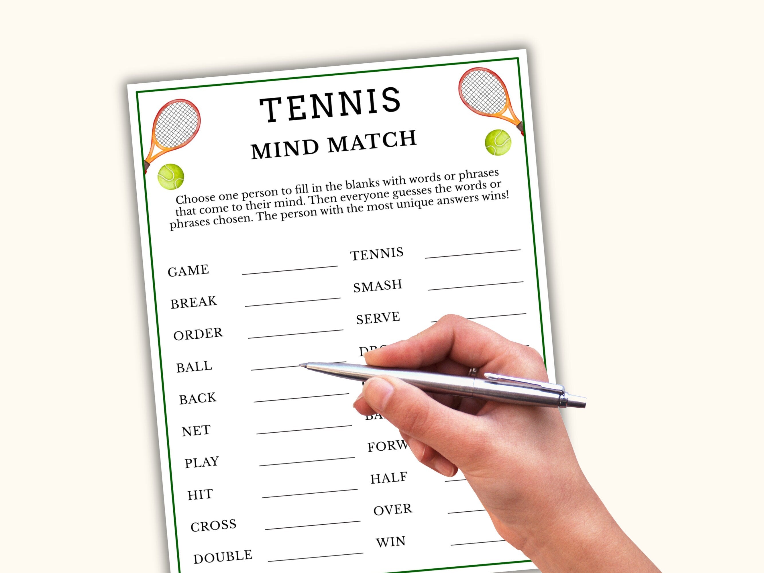 Tennis Party Games - 15 Games
