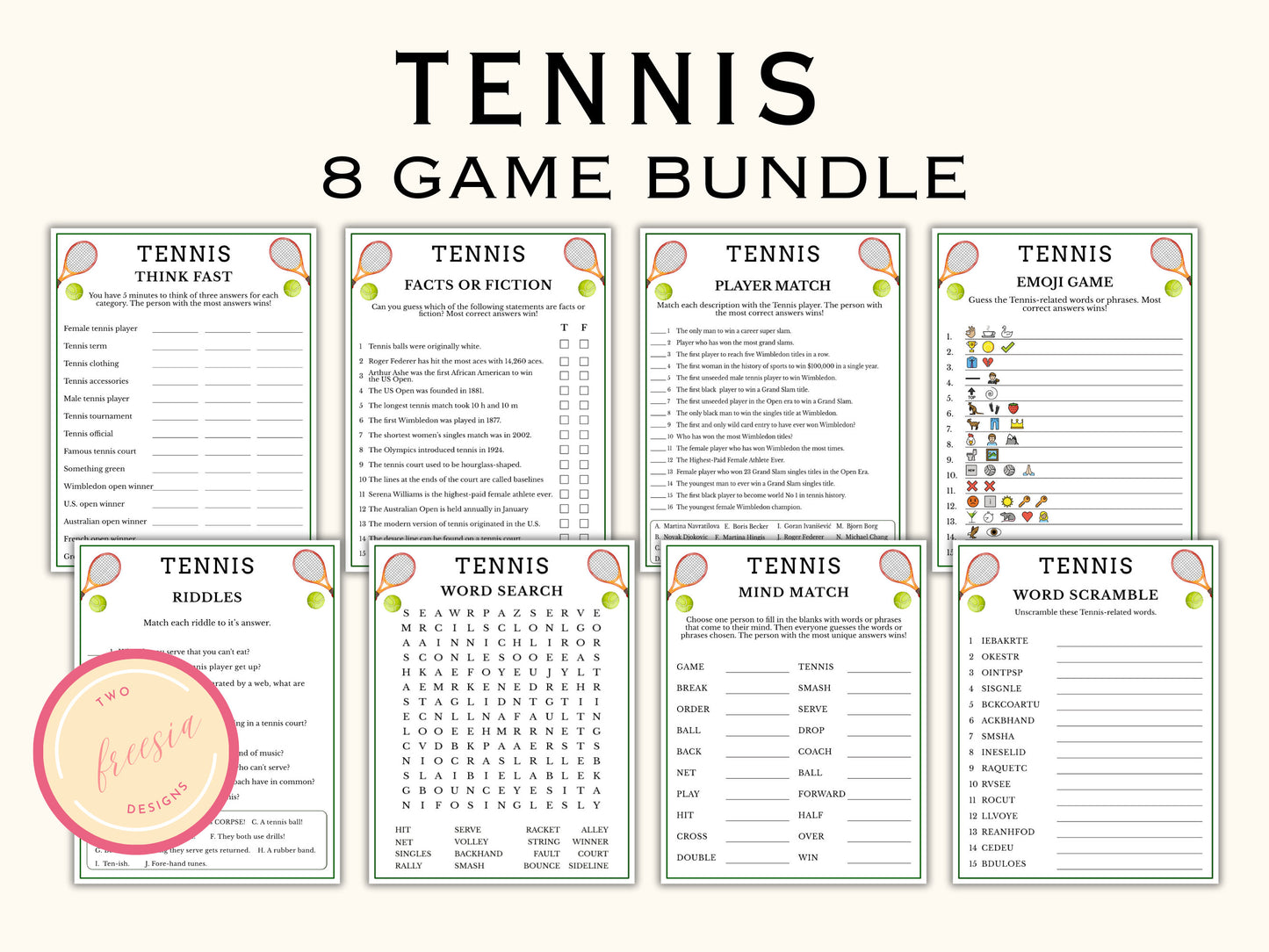 8 Tennis Party Games