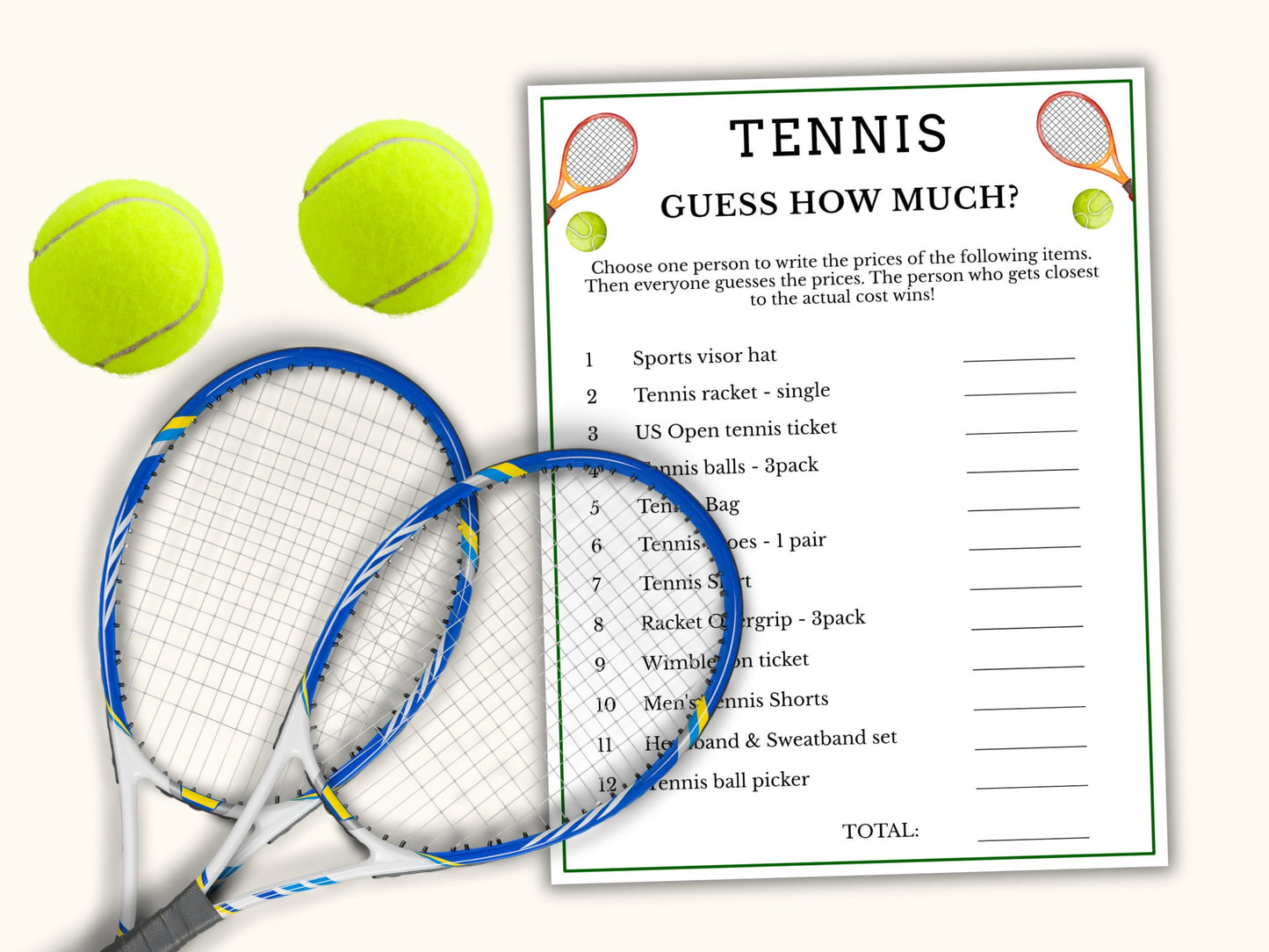 Tennis Guess How Much Game