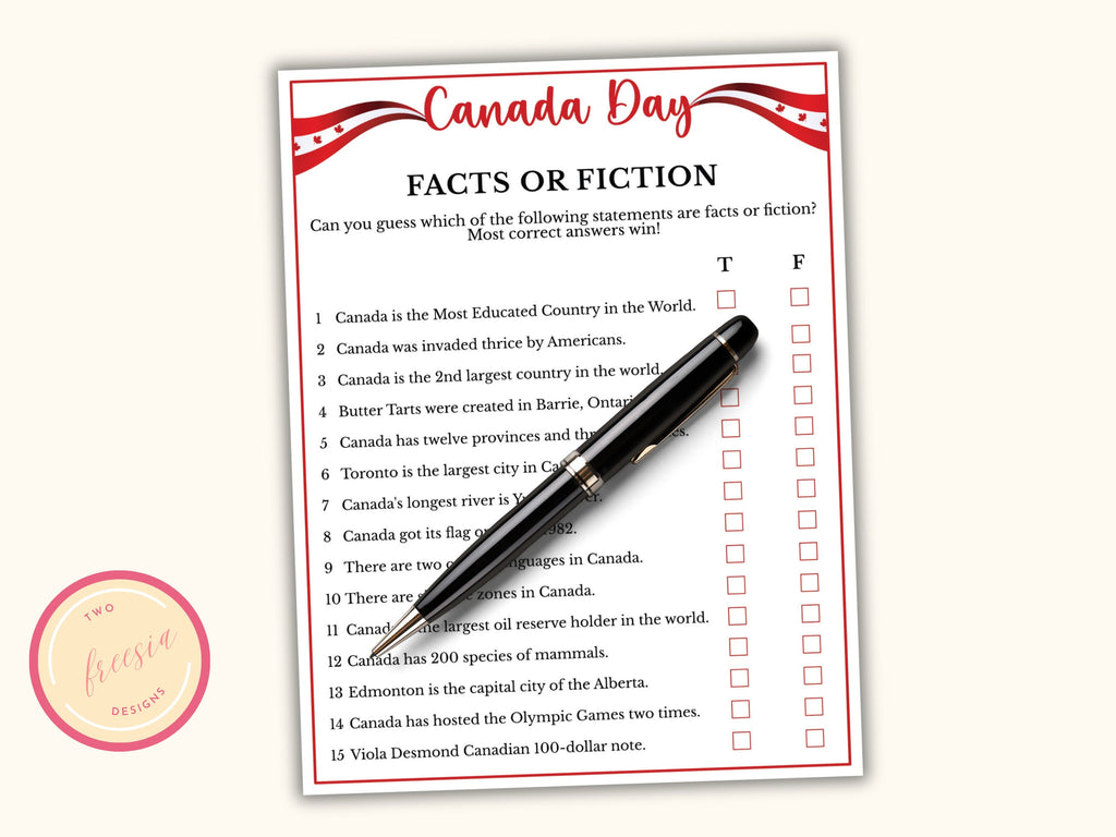 Canada Day Facts or Fiction Game