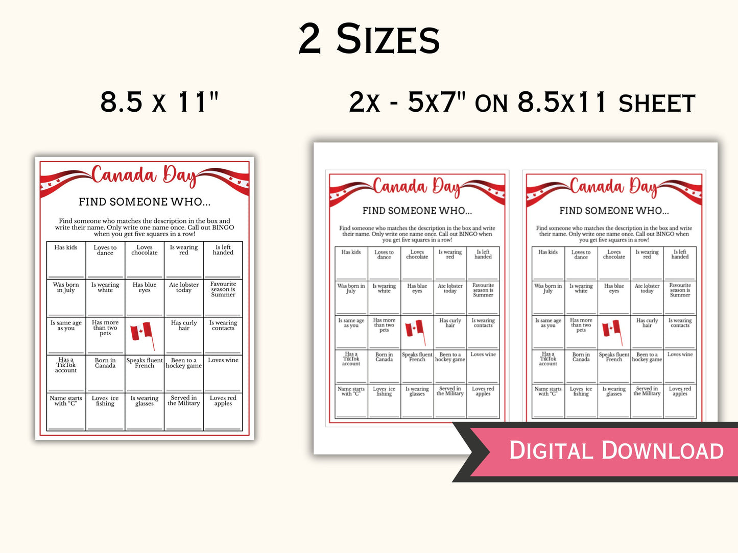 Canada Day Find the Guest Bingo Game