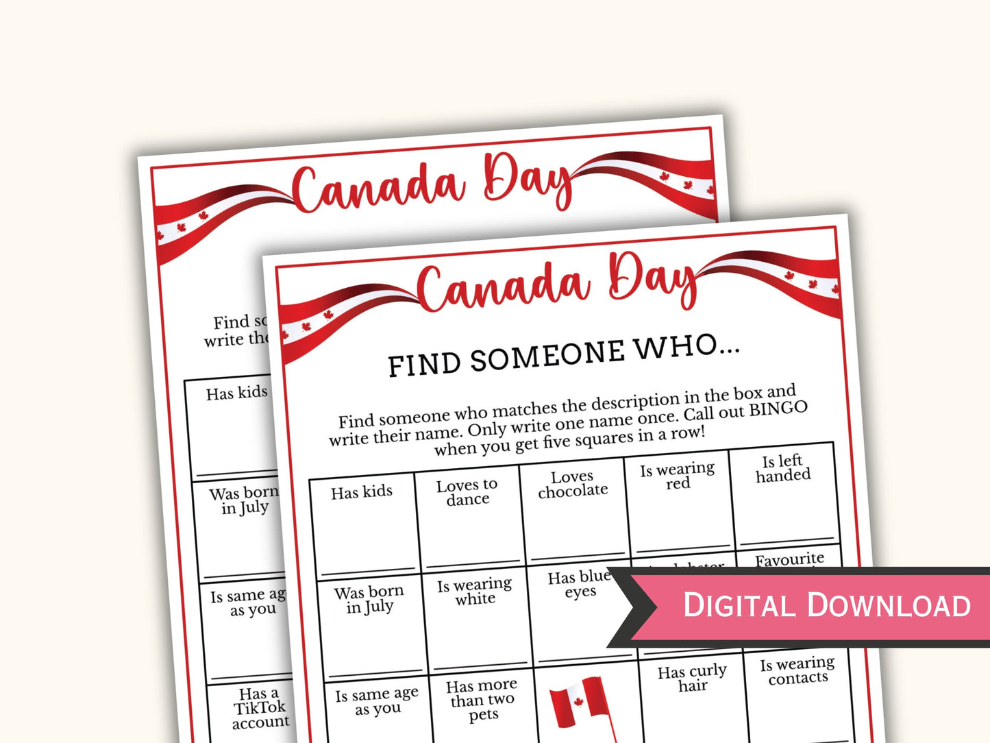 Canada Day Find the Guest Bingo Game