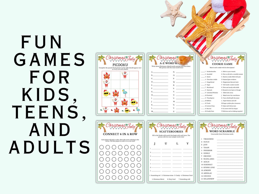 Christmas In July - 26 Printable Games