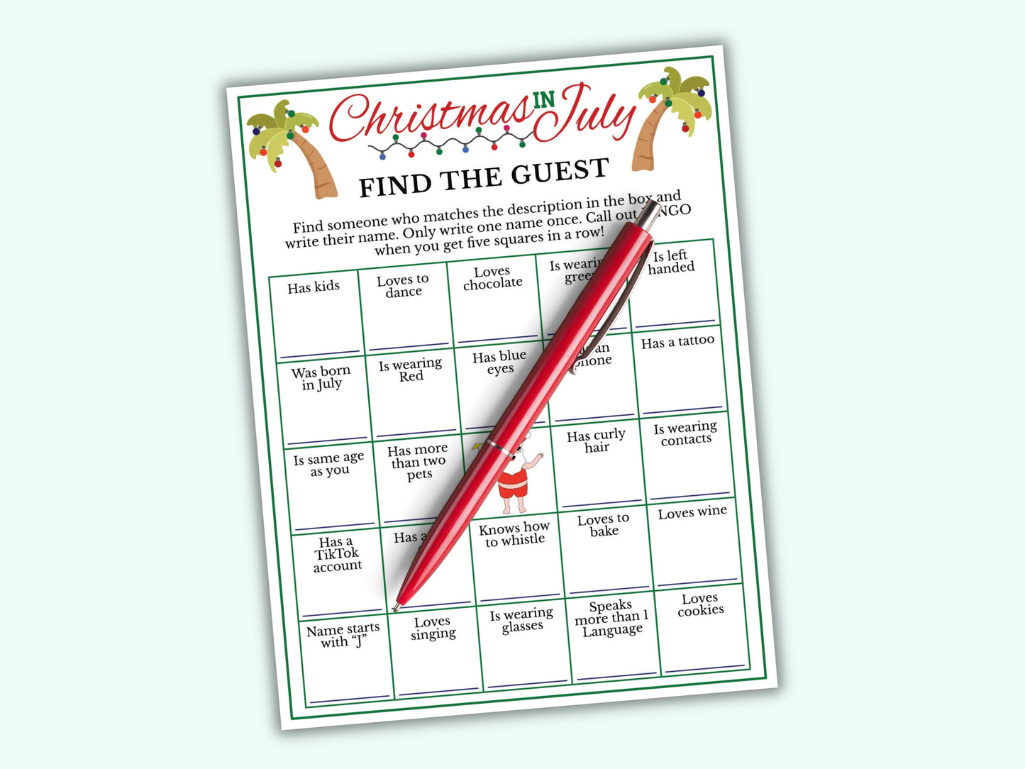 Christmas In July - 26 Printable Games