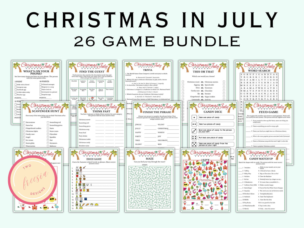 Christmas In July - 26 Printable Games