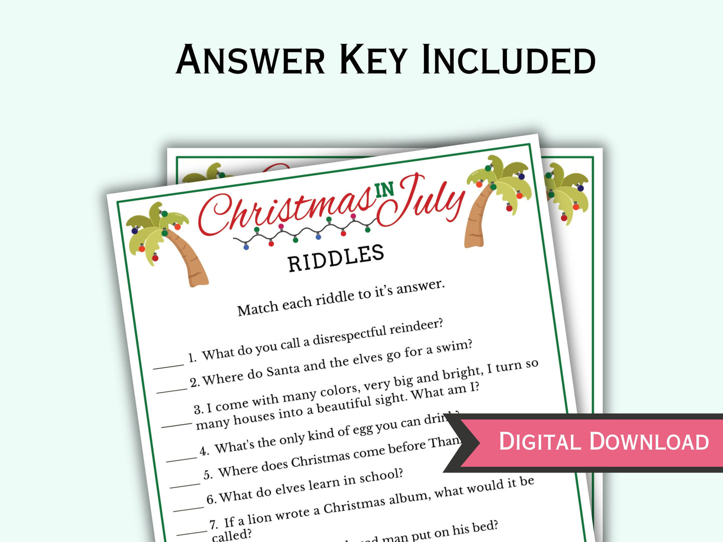 Christmas in July Riddles Game
