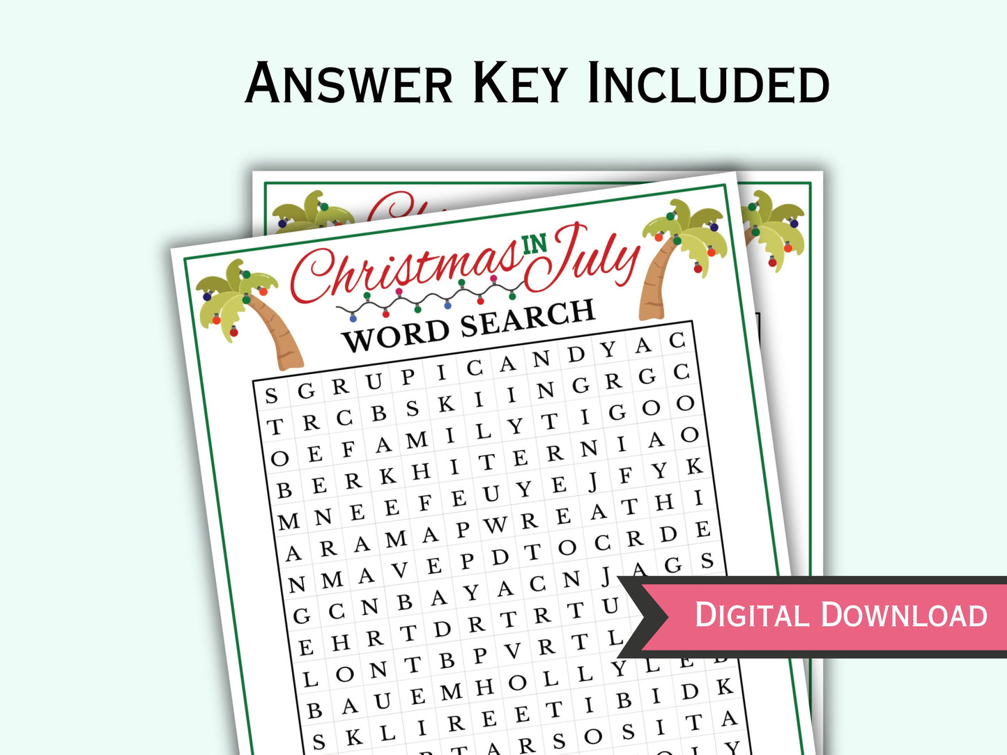 Word Search Game - Printable Christmas In July Game