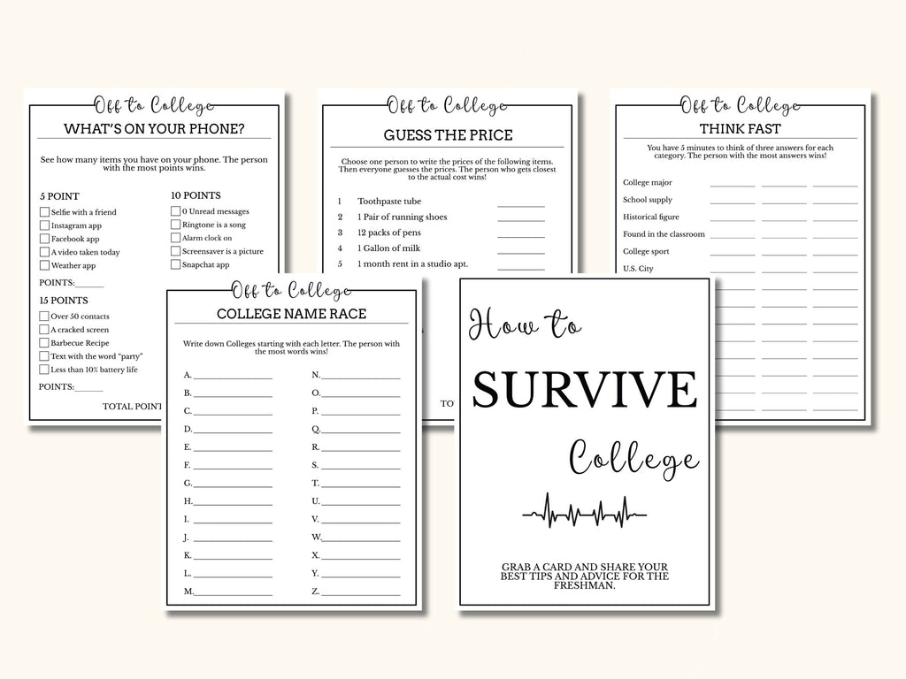 10 Printable College Trunk Party Games