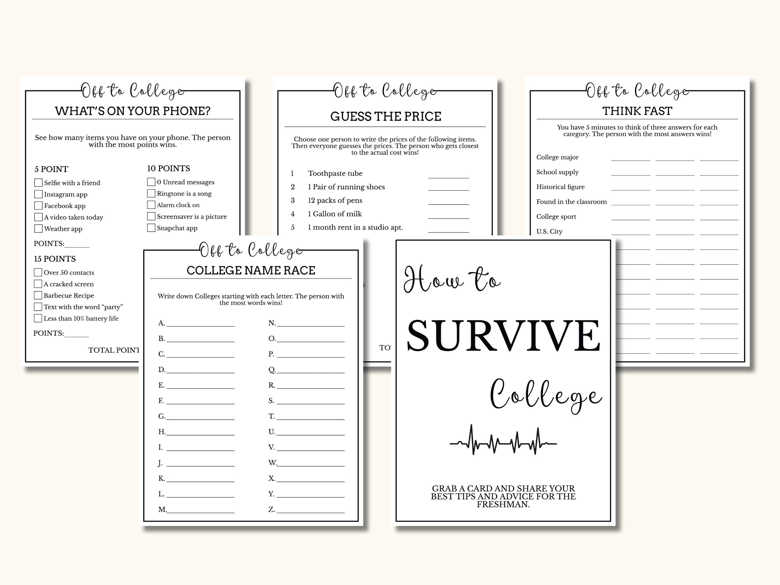 10 Printable College Trunk Party Games