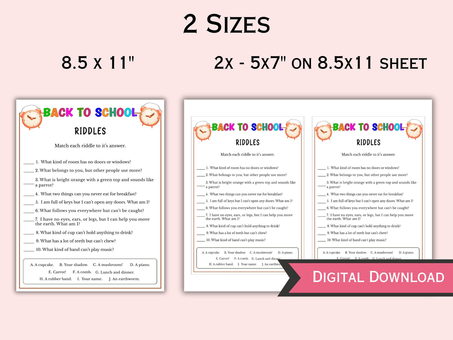 Back to School Riddles Game