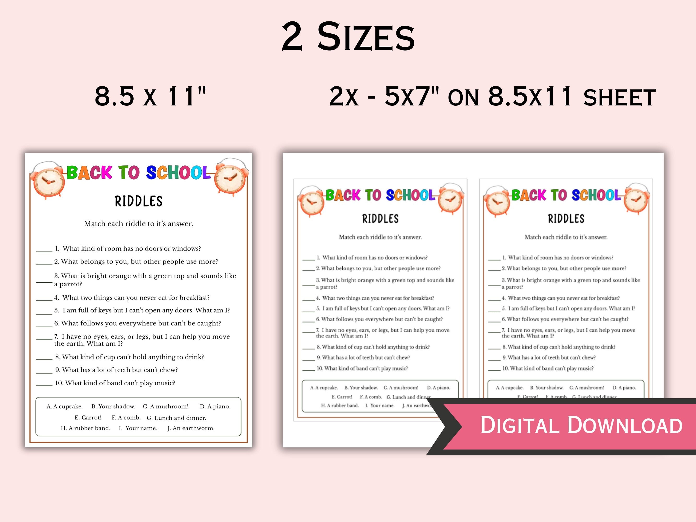 Back to School Riddles Game