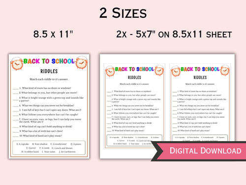 Back to School Riddles Game
