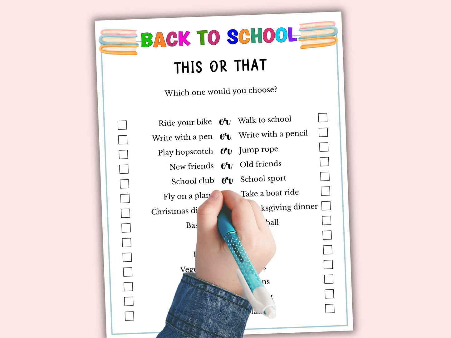 Back to School This or That Game