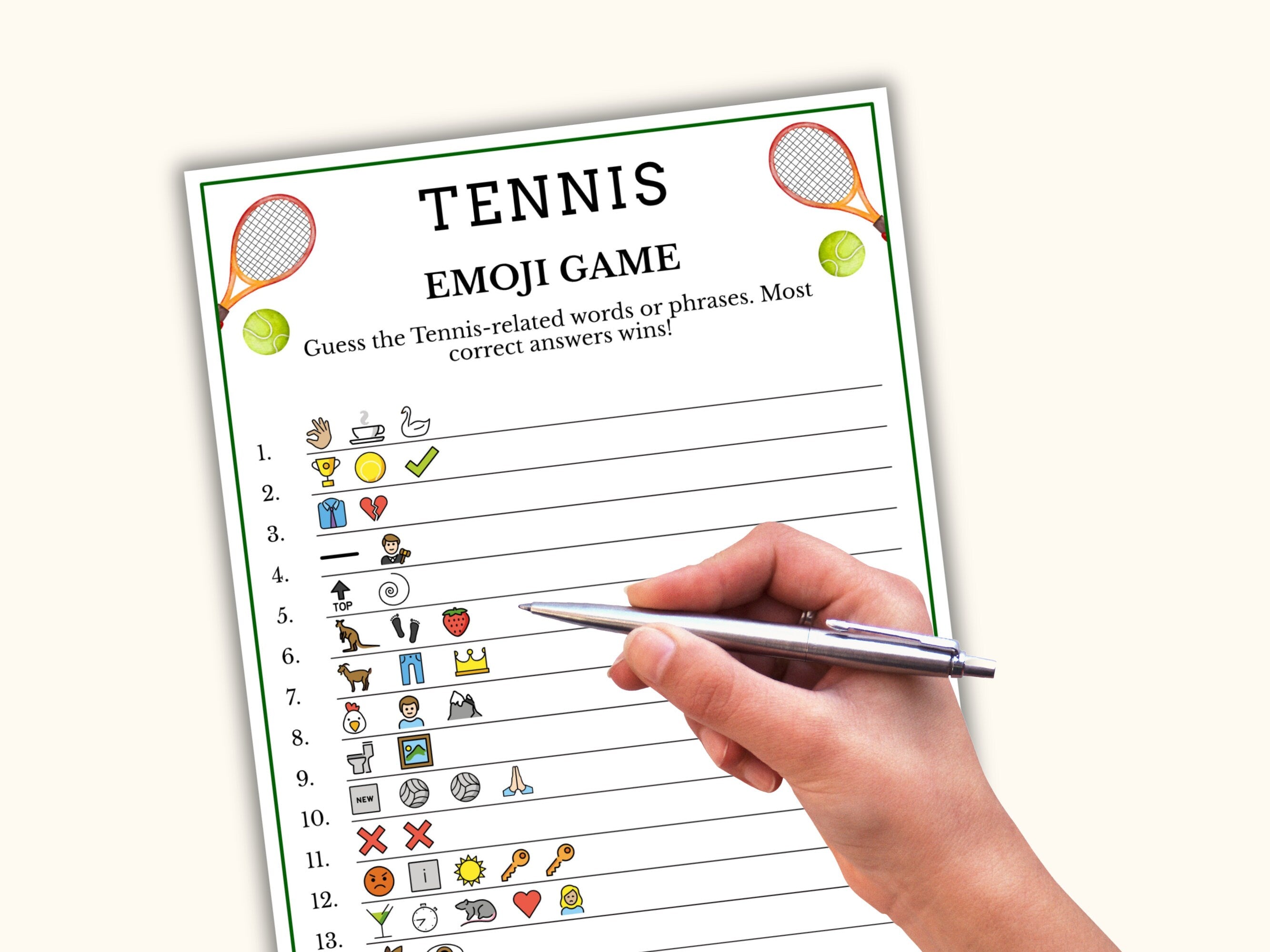 Tennis Emoji Pictionary Game