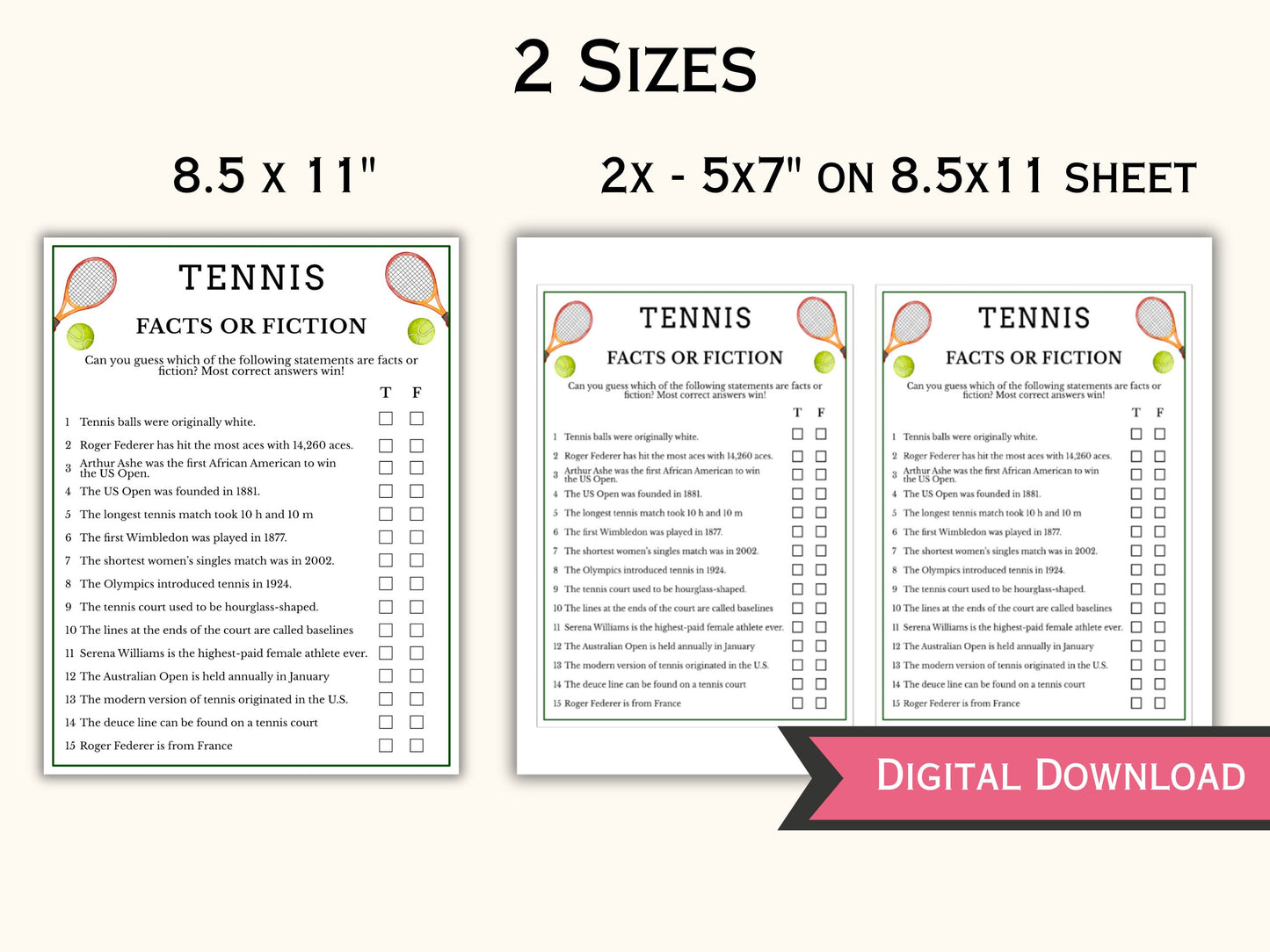 Tennis Facts or Fiction Game