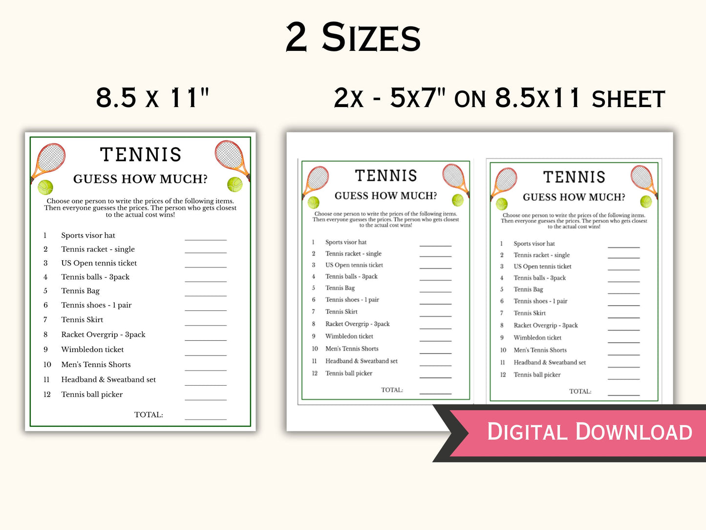 Tennis Guess How Much Game