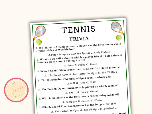 Tennis Trivia Game