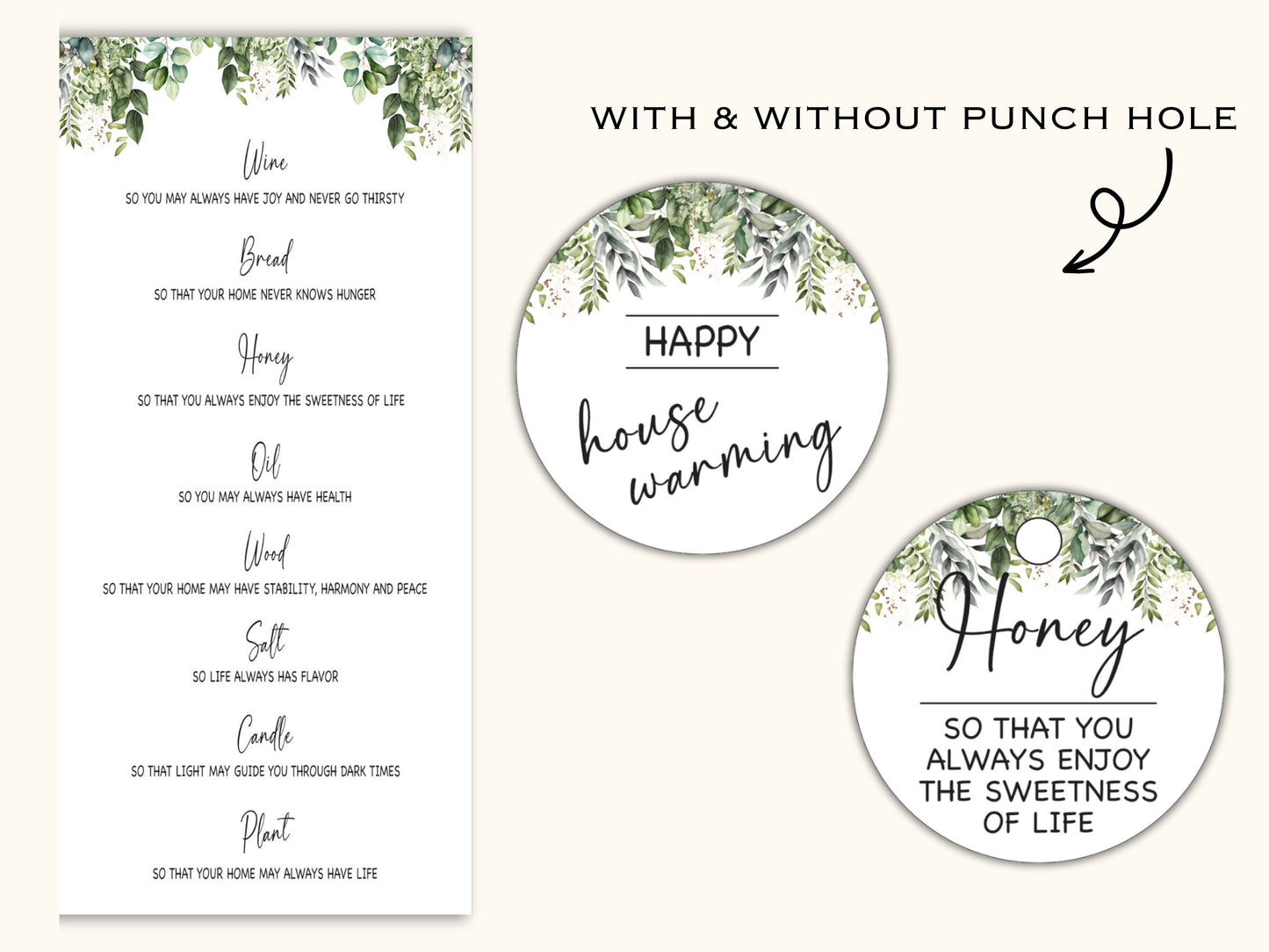 Printable Greenery New Home Tags and Cards