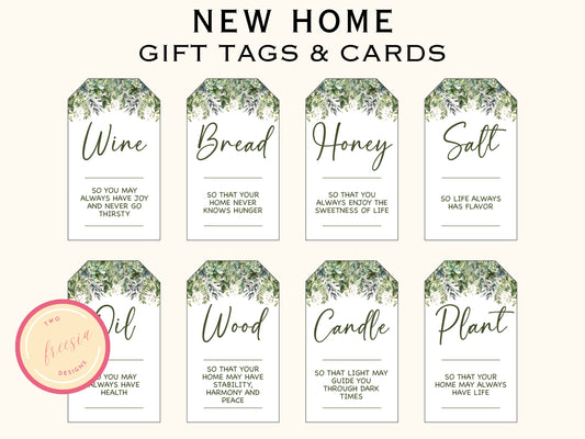 Greenery Traditional Housewarming Gift Basket Tags