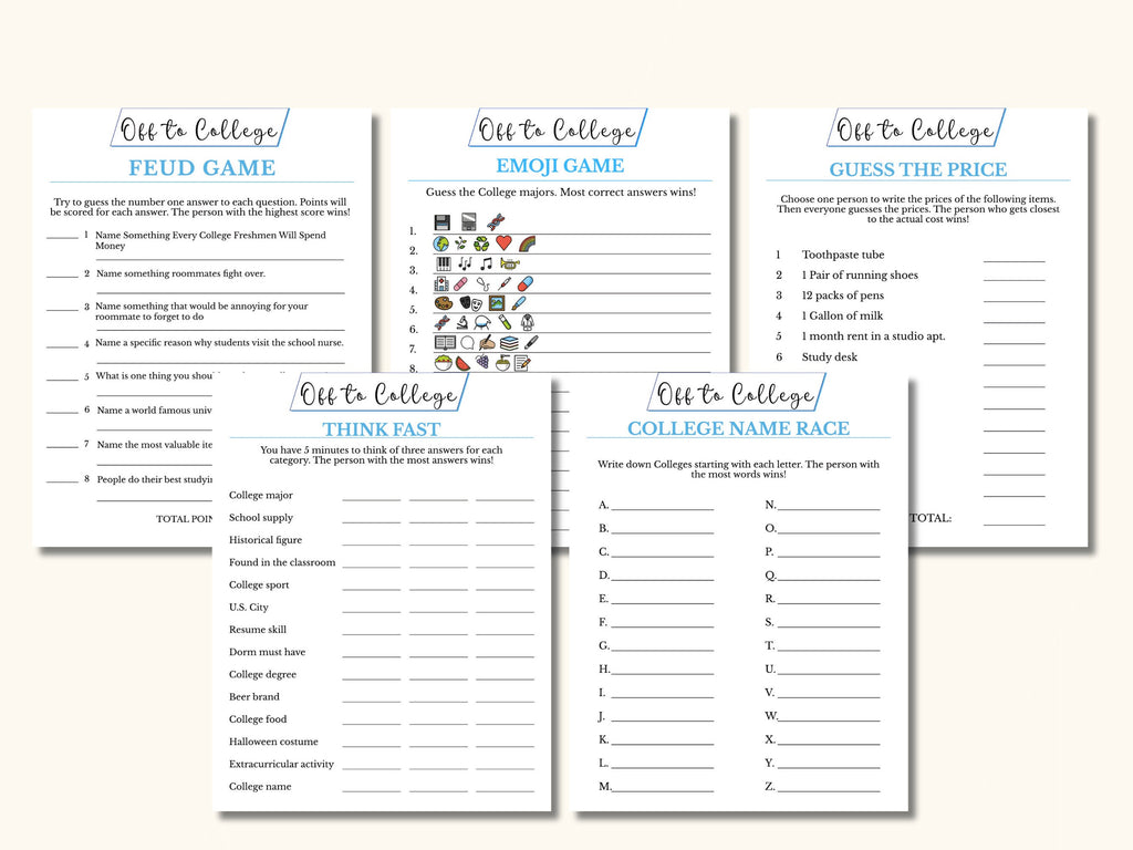 College Trunk Party Games (10 Games)