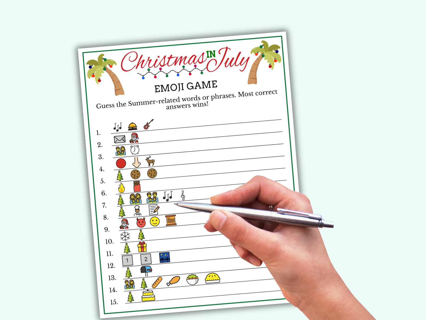 Christmas In July Games Printable - (13 Games)