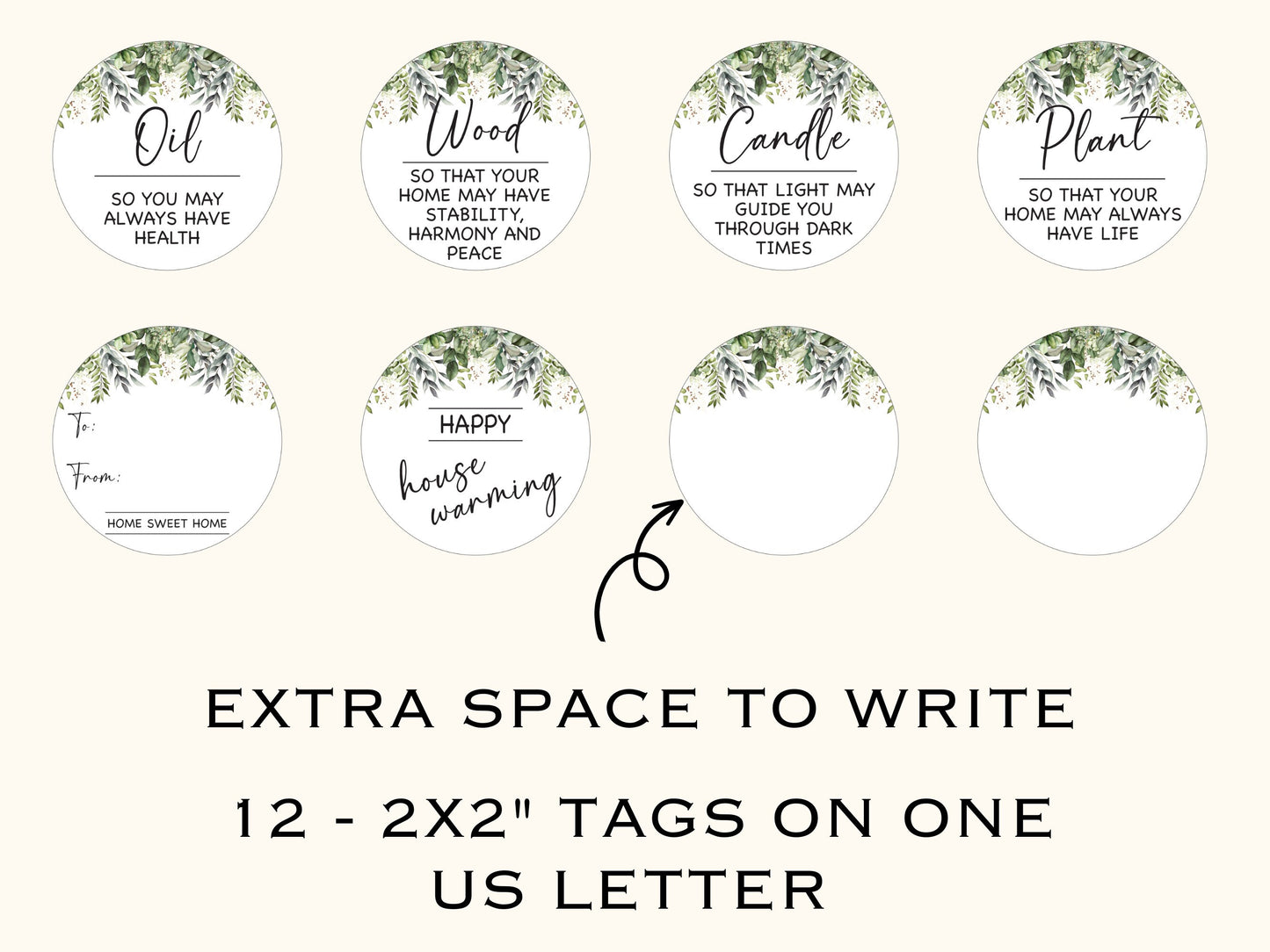 Printable Greenery New Home Tags and Cards