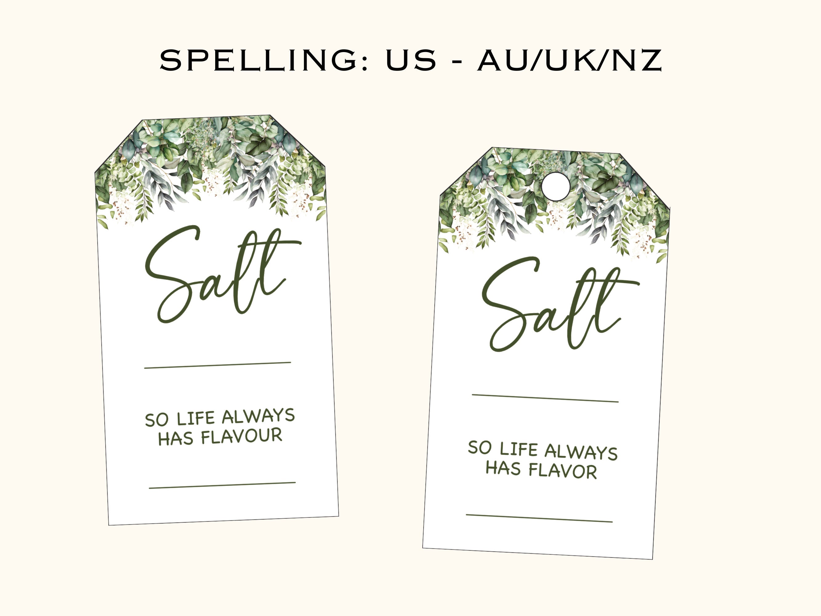 Greenery Traditional Housewarming Gift Basket Tags