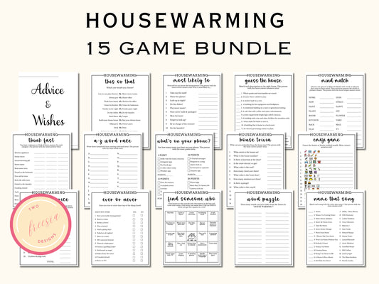 15 Printable Housewarming Game Bundle