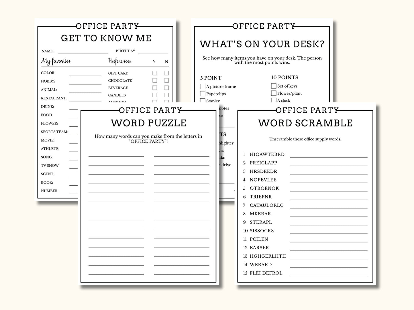 12 Office Party Game Bundle