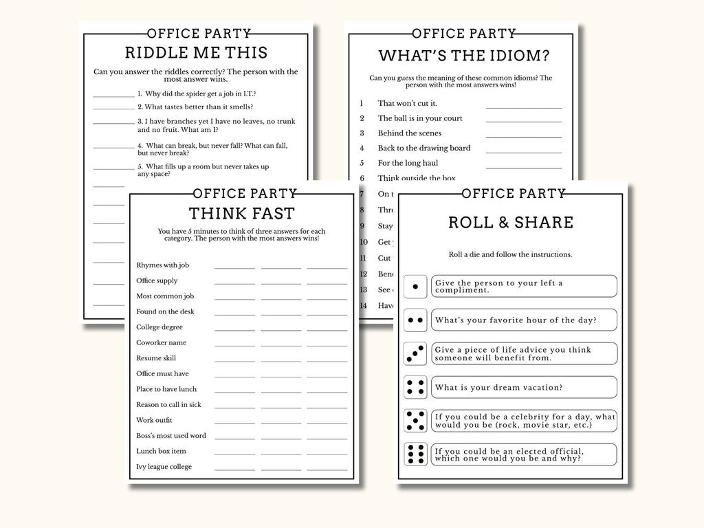 12 Office Party Game Bundle