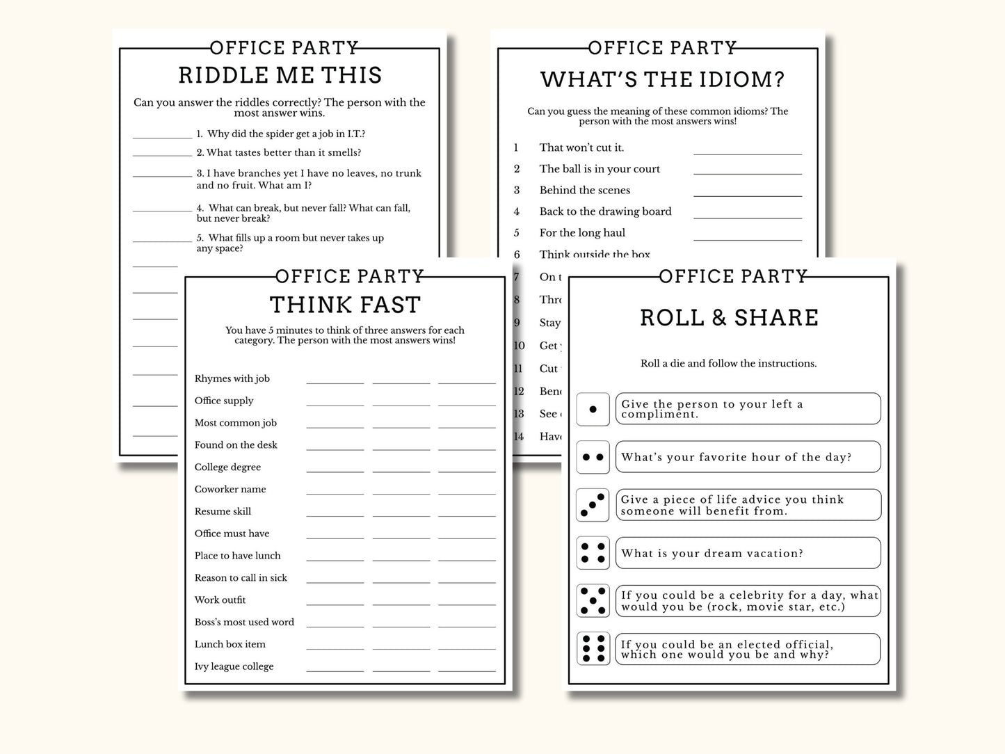 12 Office Party Game Bundle