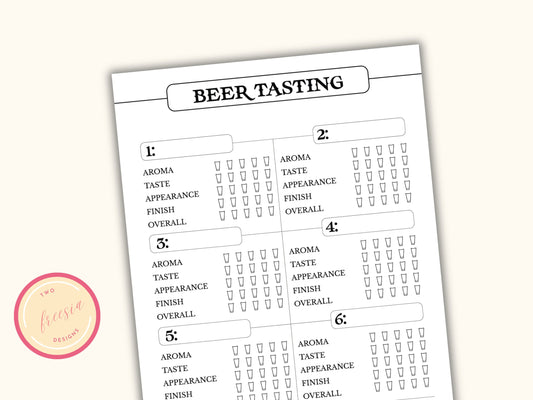 Printable Beer Tasting Scorecard