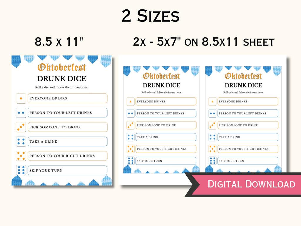 Oktoberfest Drunk Dice Party Game