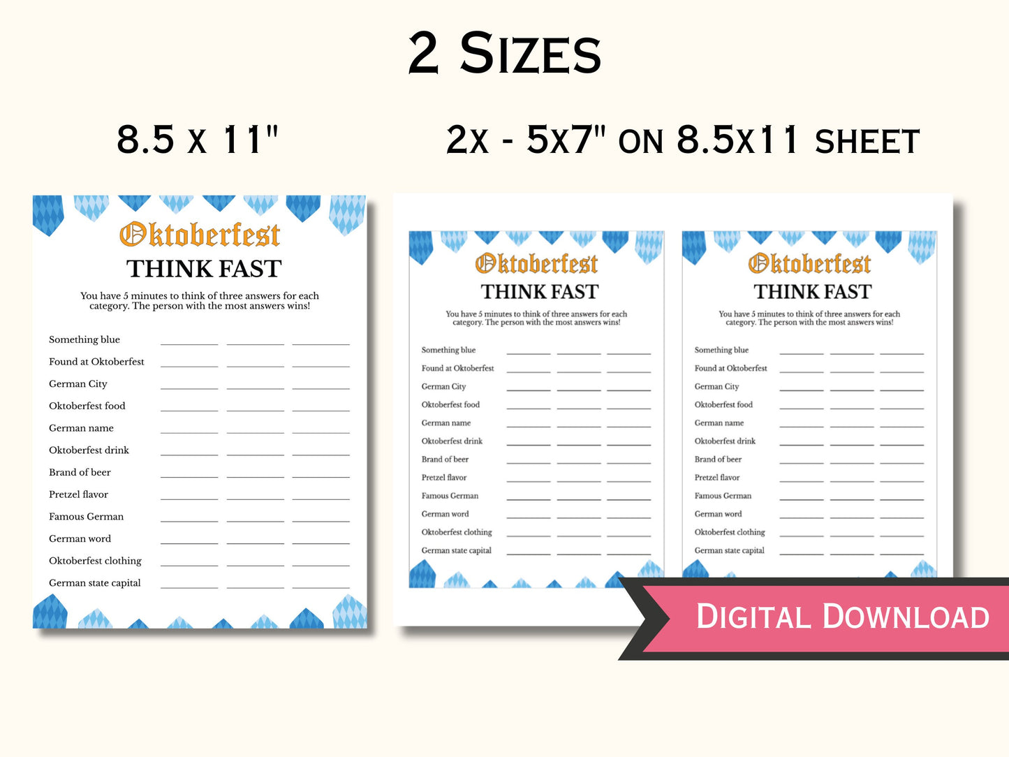 Think Fast - Printable Oktoberfest Game