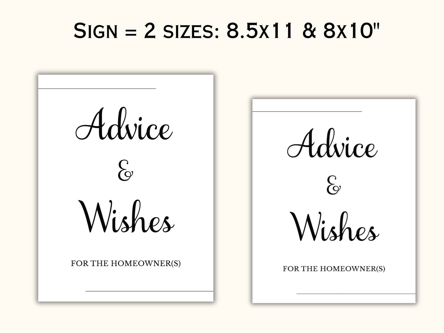 Printable Housewarming Advice and Wishes Cards