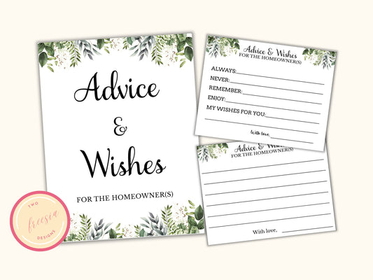 Housewarming Advice and Wishes Cards