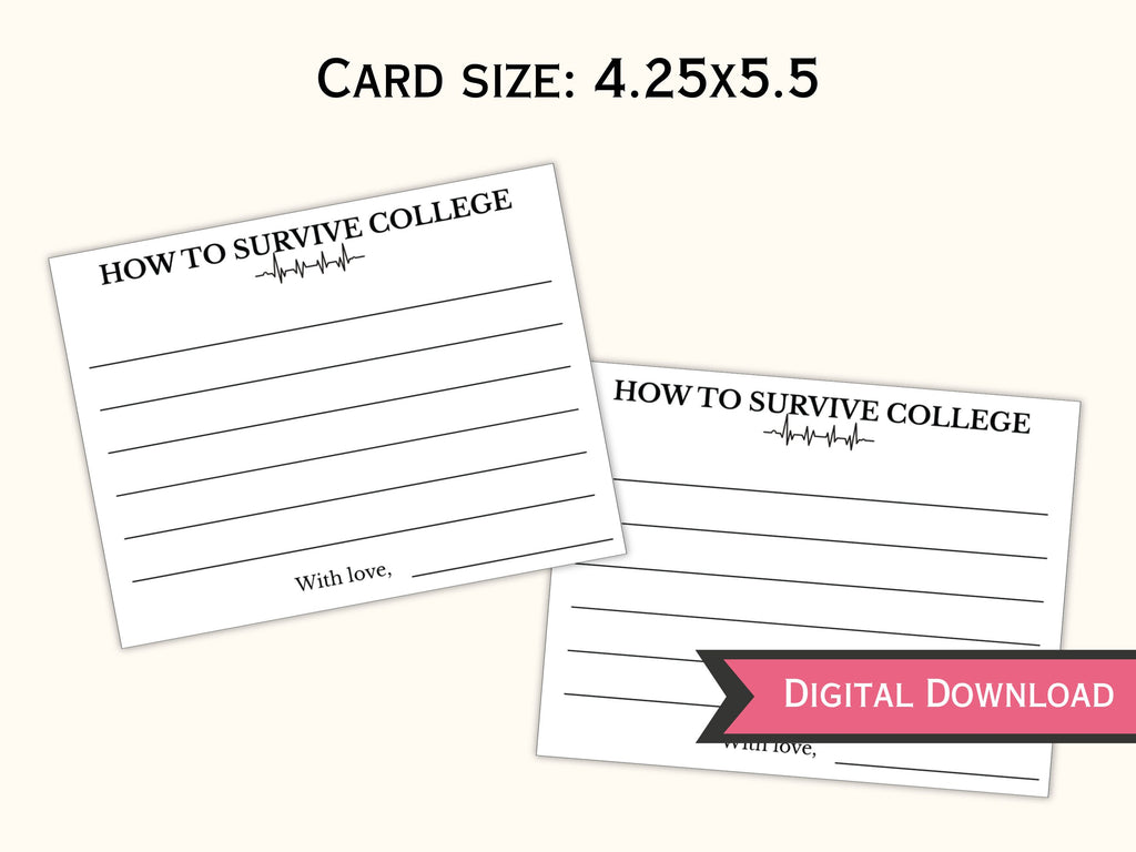 How to Survive College Advice and Wishes Cards