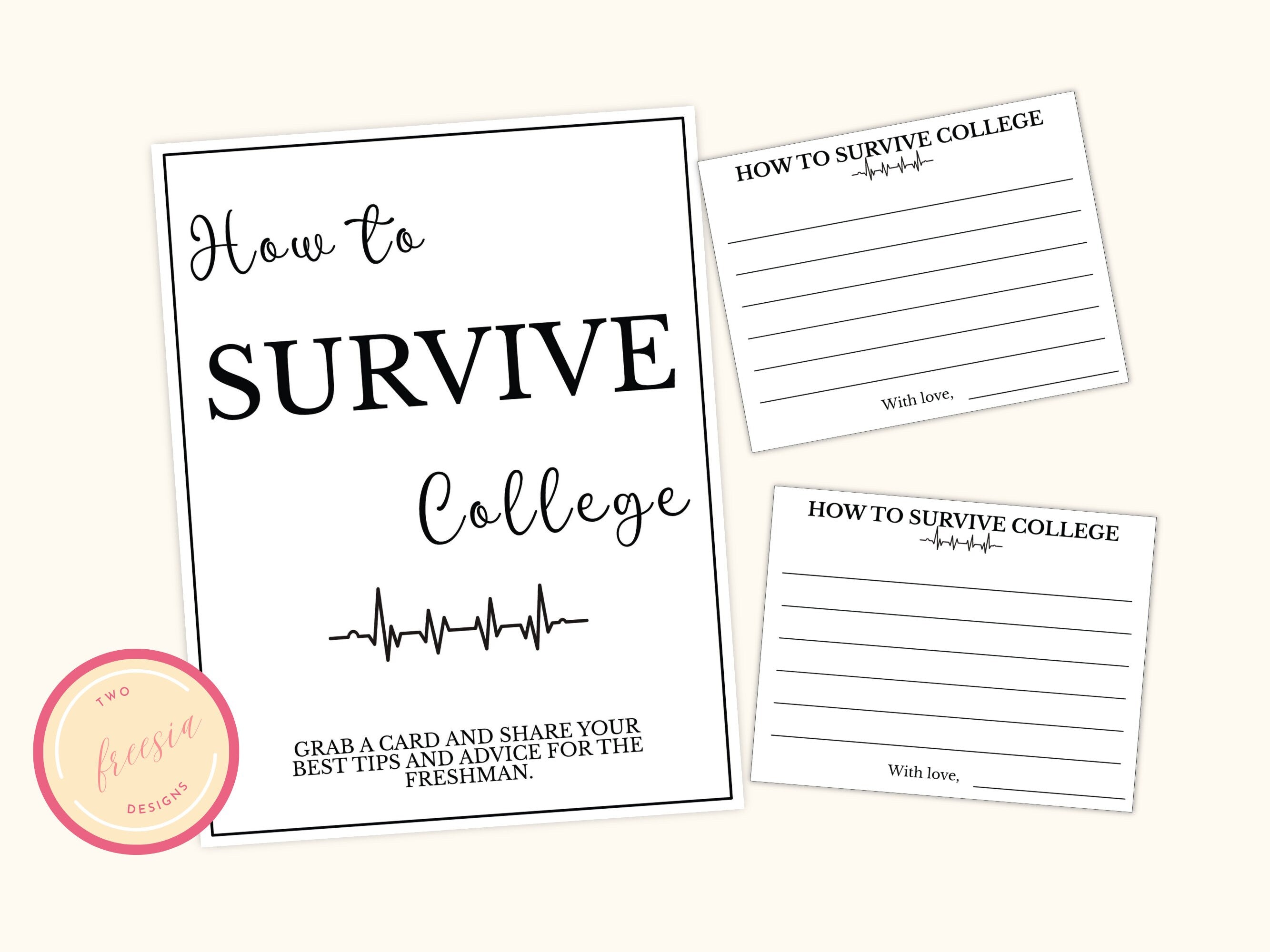How to Survive College Advice and Wishes Cards