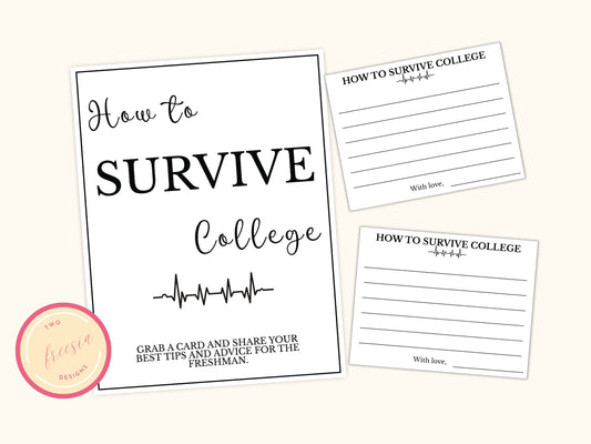 How to Survive College Advice and Wishes Cards