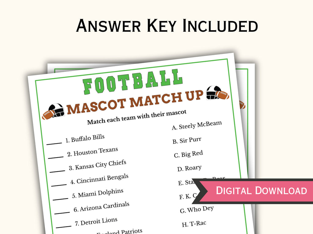 Football Mascot Match up Game
