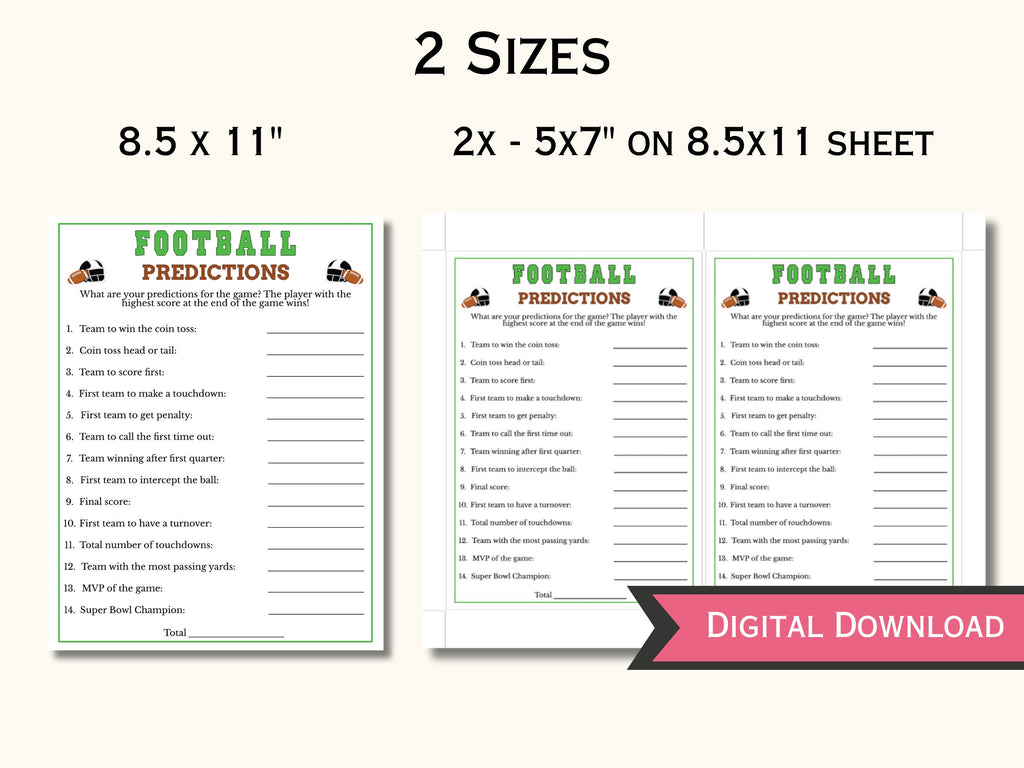 Football Game Predictions Printable