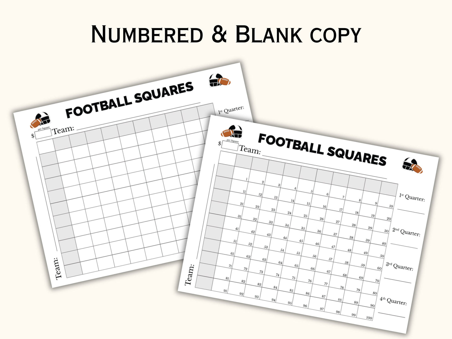 Football Squares Printable