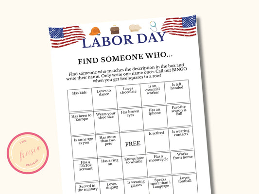 Labor Day Find the Guest Bingo