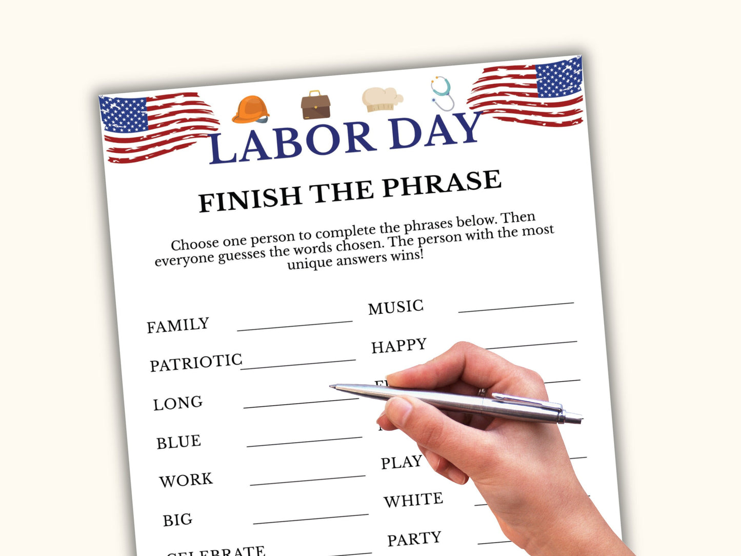 Labor Day Finish the Phrase Game