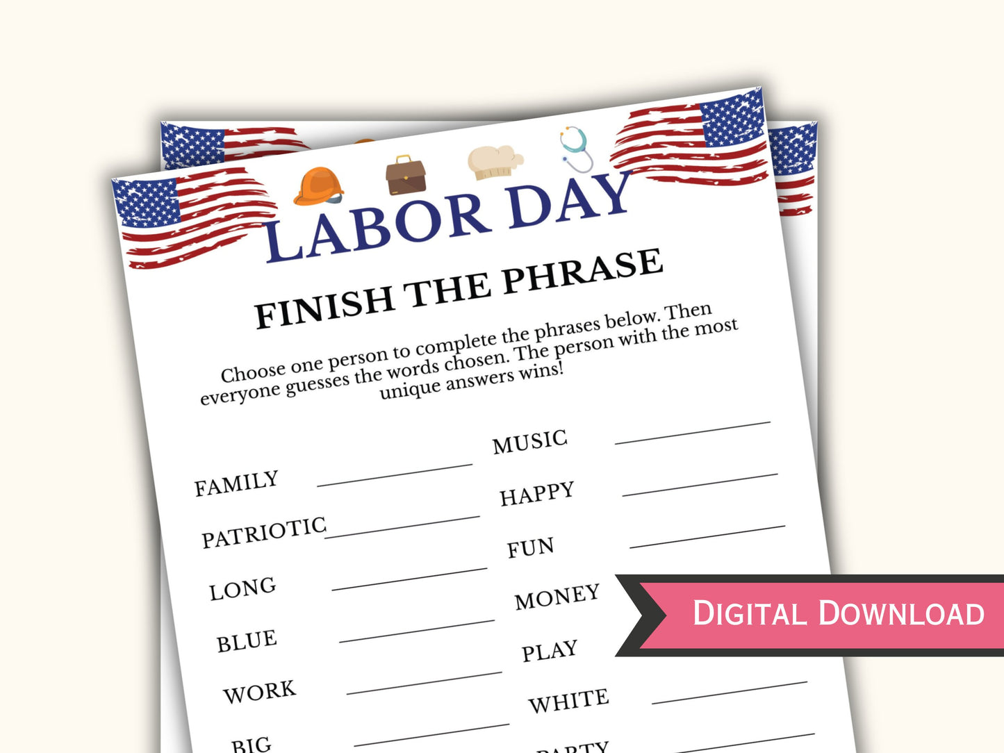 Labor Day Finish the Phrase Game