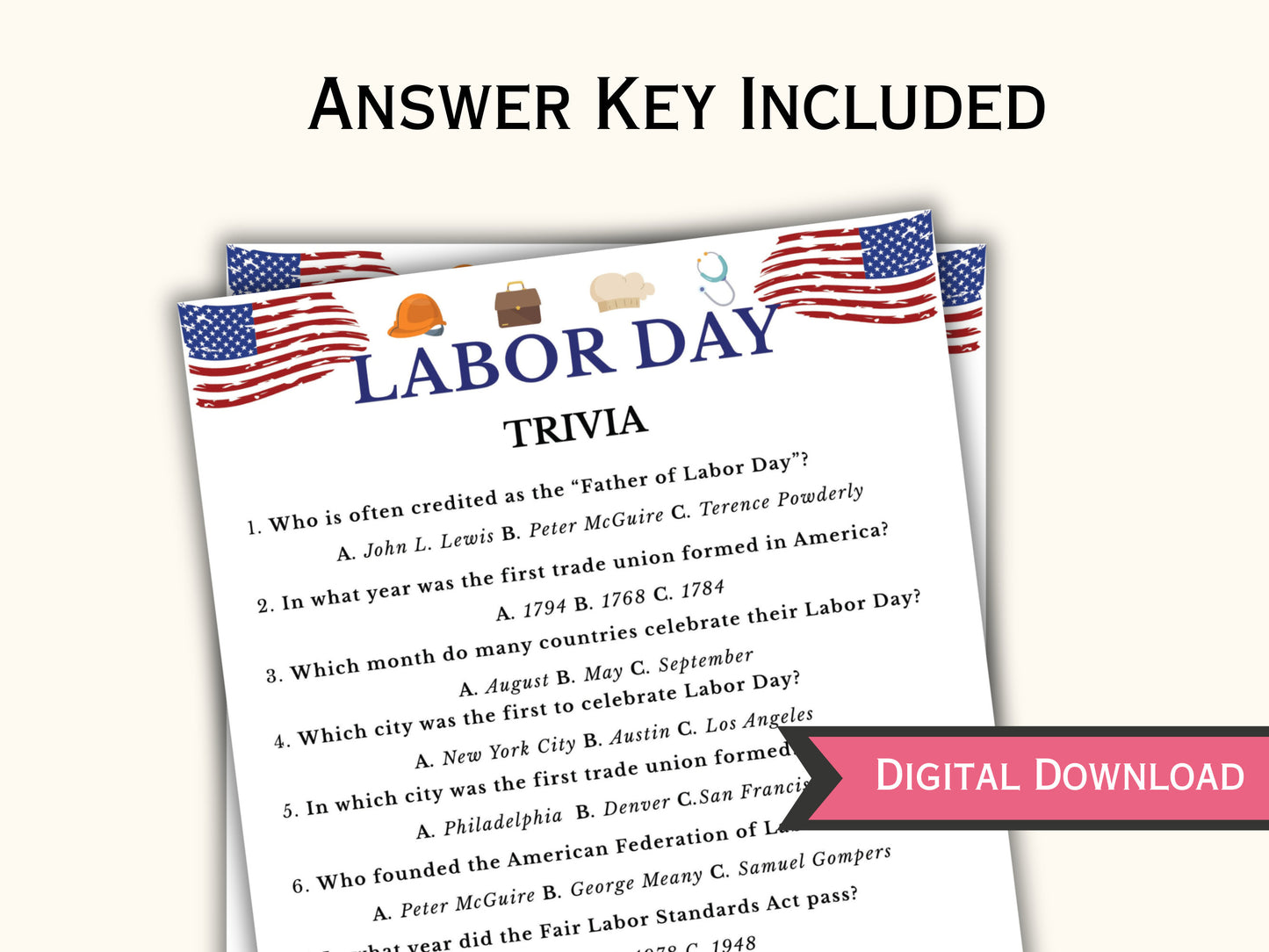 Labor Day Trivia Party Game